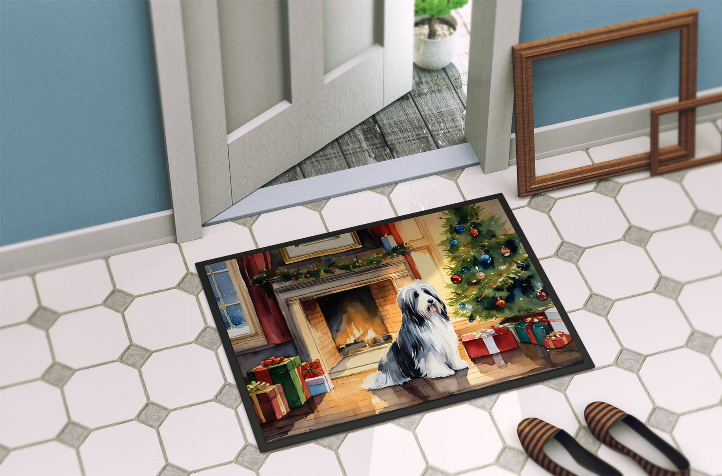 Bearded Collie Cozy Christmas Doormat