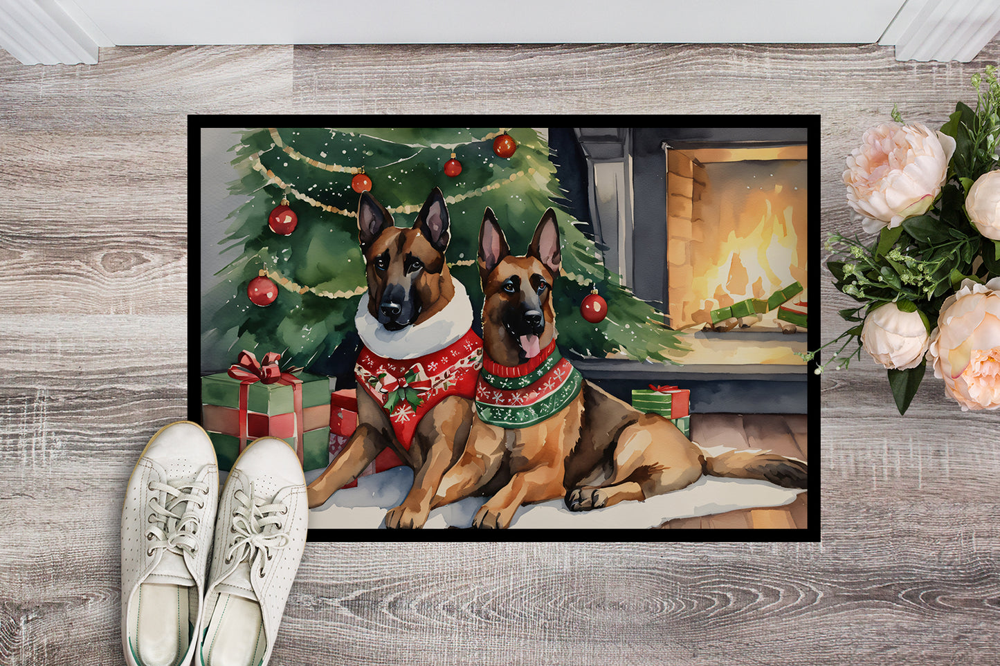 Belgian Malinois Cozy Christmas Doormat