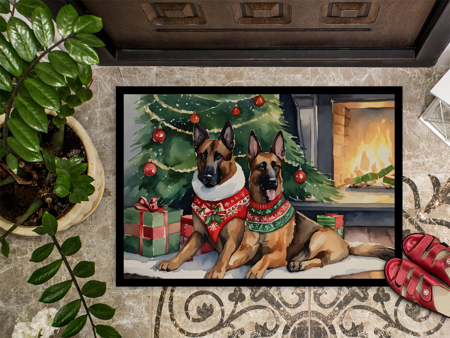 Belgian Malinois Cozy Christmas Doormat