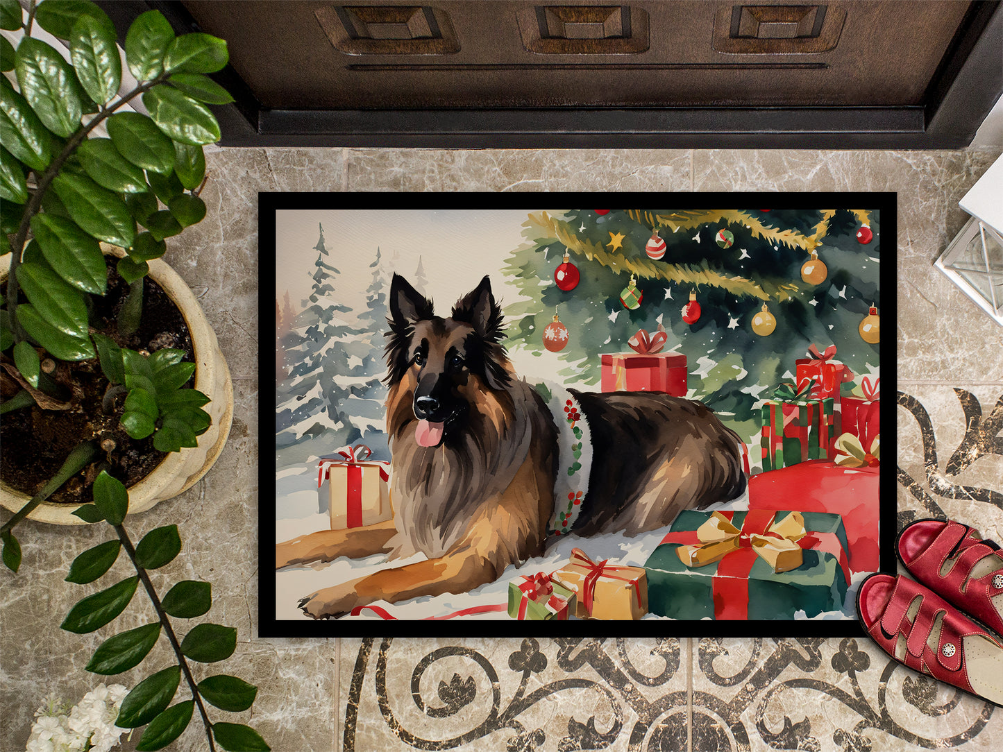 Belgian Tervuren Cozy Christmas Doormat