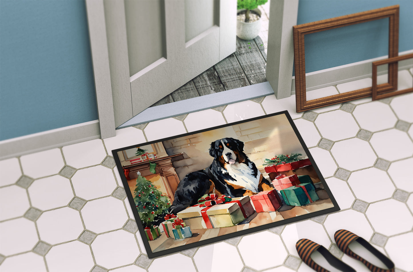 Bernese Mountain Dog Cozy Christmas Doormat