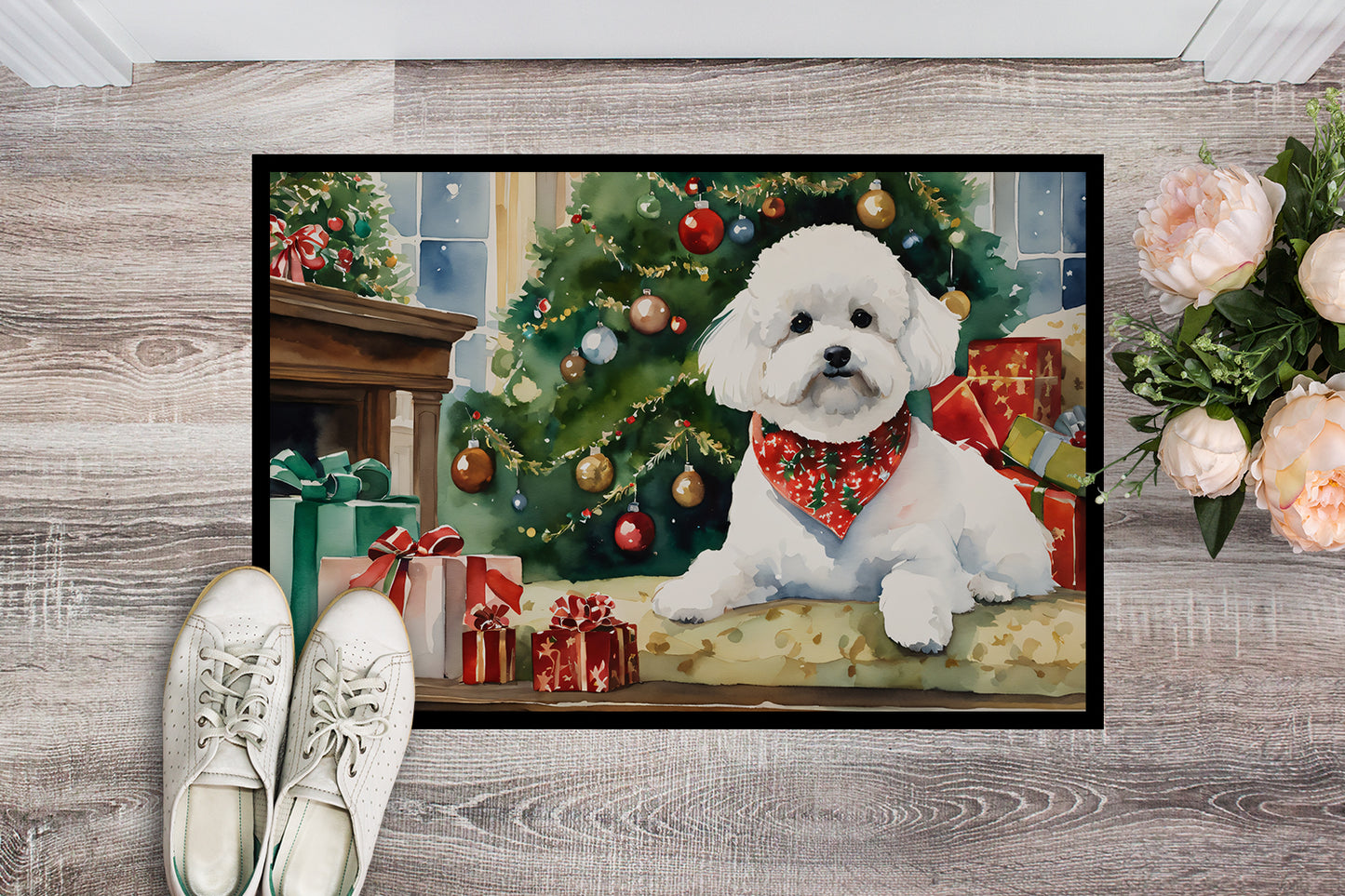 Bichon Frise Cozy Christmas Doormat