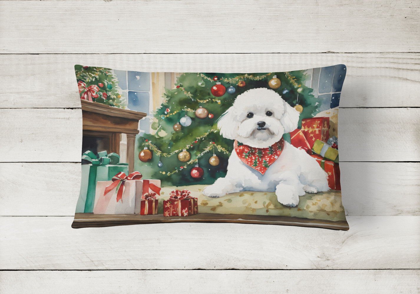 Bichon Frise Cozy Christmas Throw Pillow