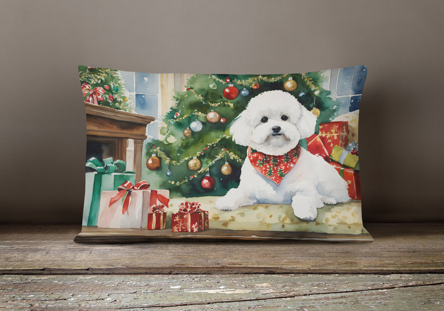 Bichon Frise Cozy Christmas Throw Pillow