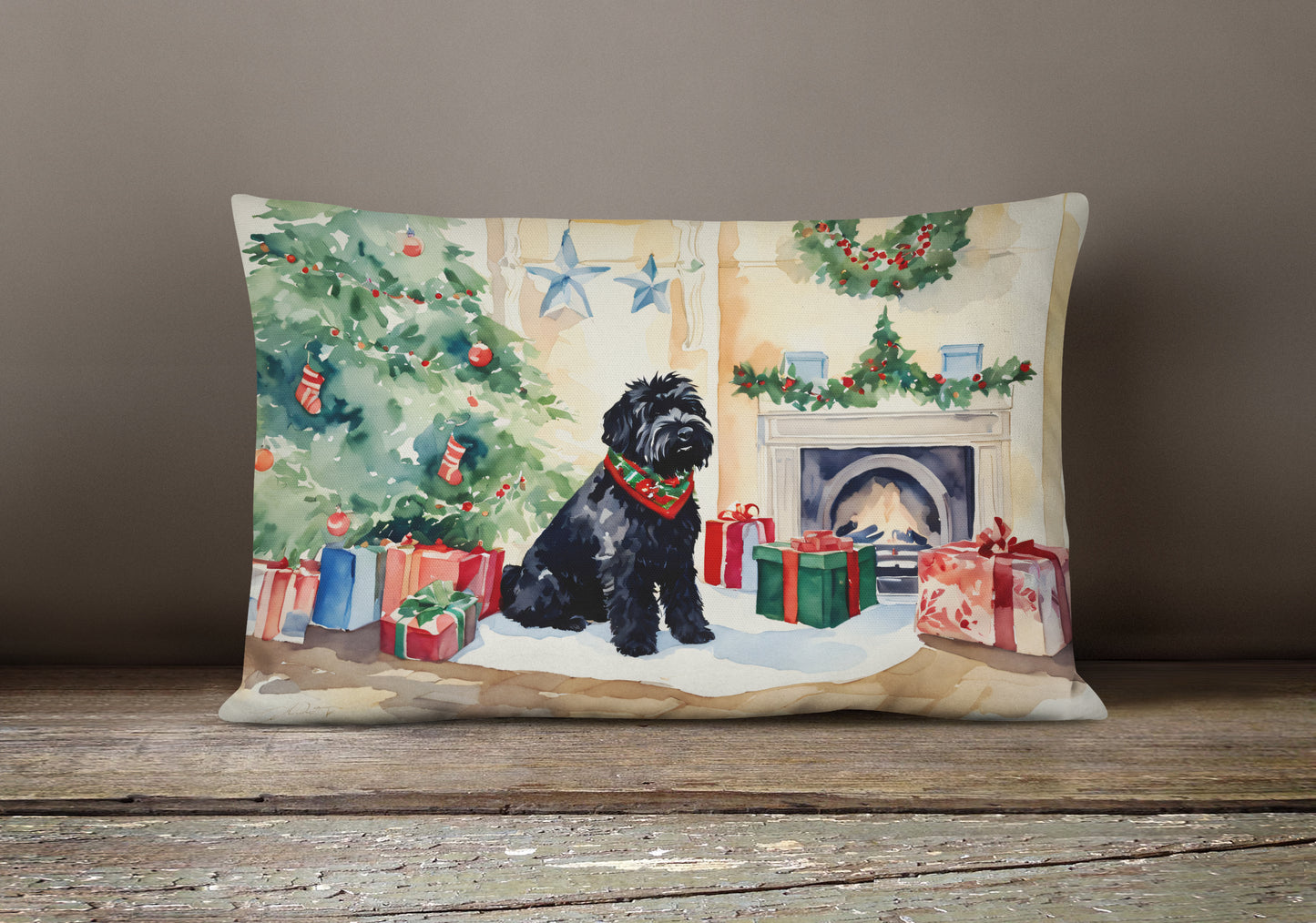 Black Russian Terrier Cozy Christmas Throw Pillow