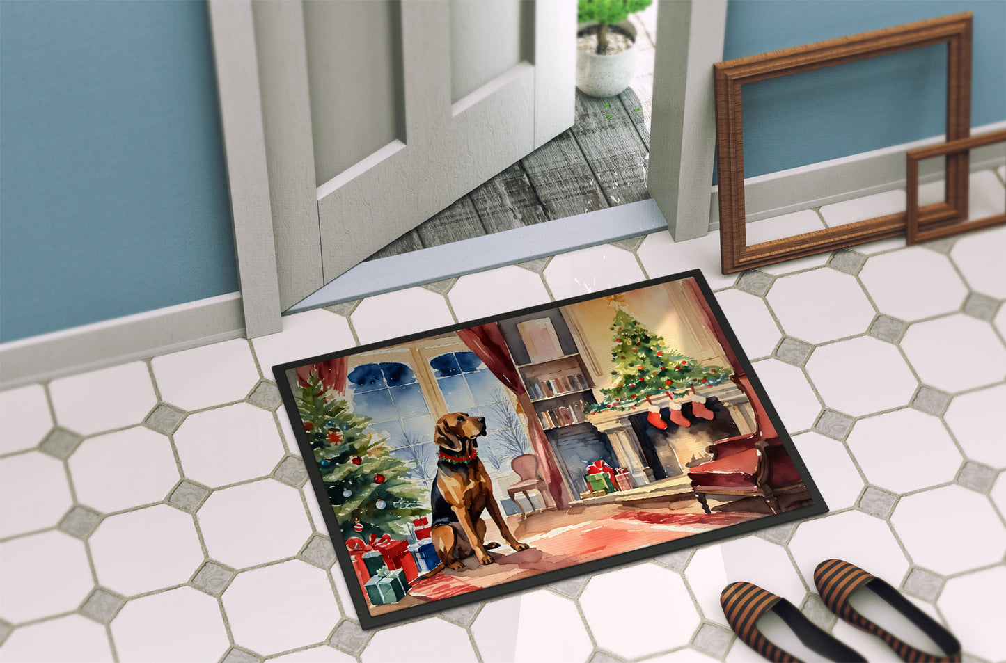 Bloodhound Cozy Christmas Doormat