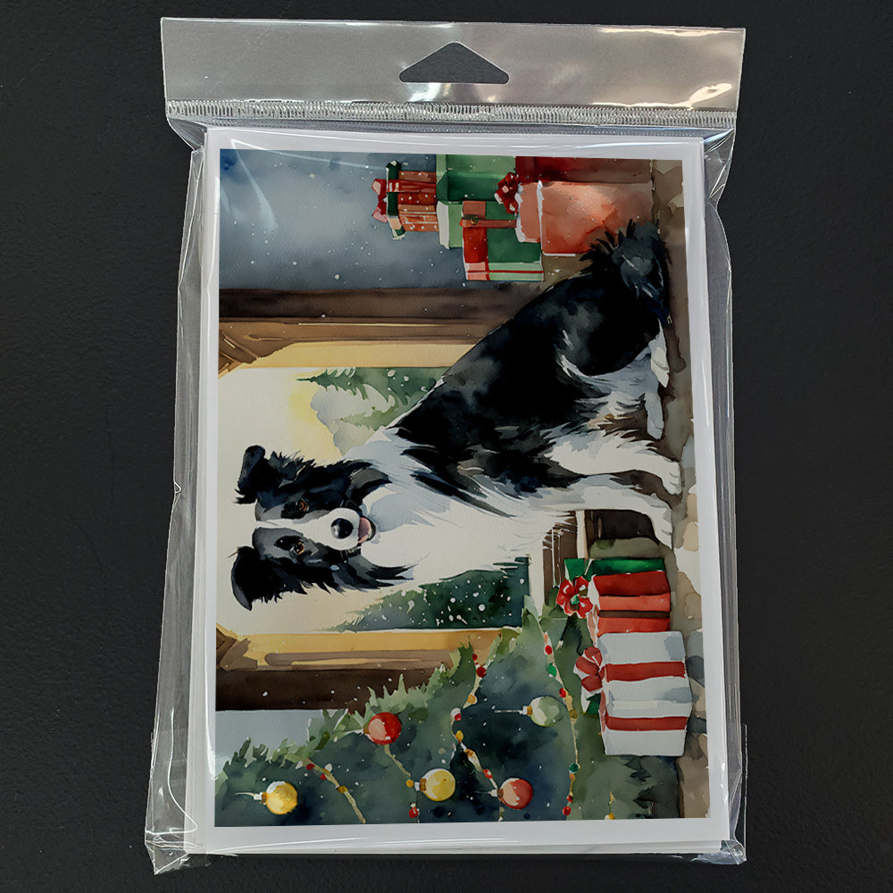 Border Collie Cozy Christmas Greeting Cards Pack of 8