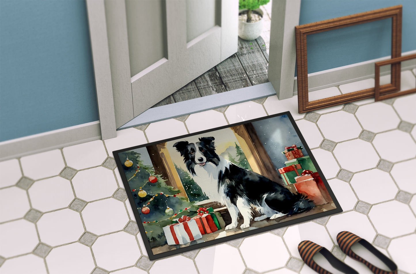 Border Collie Cozy Christmas Doormat