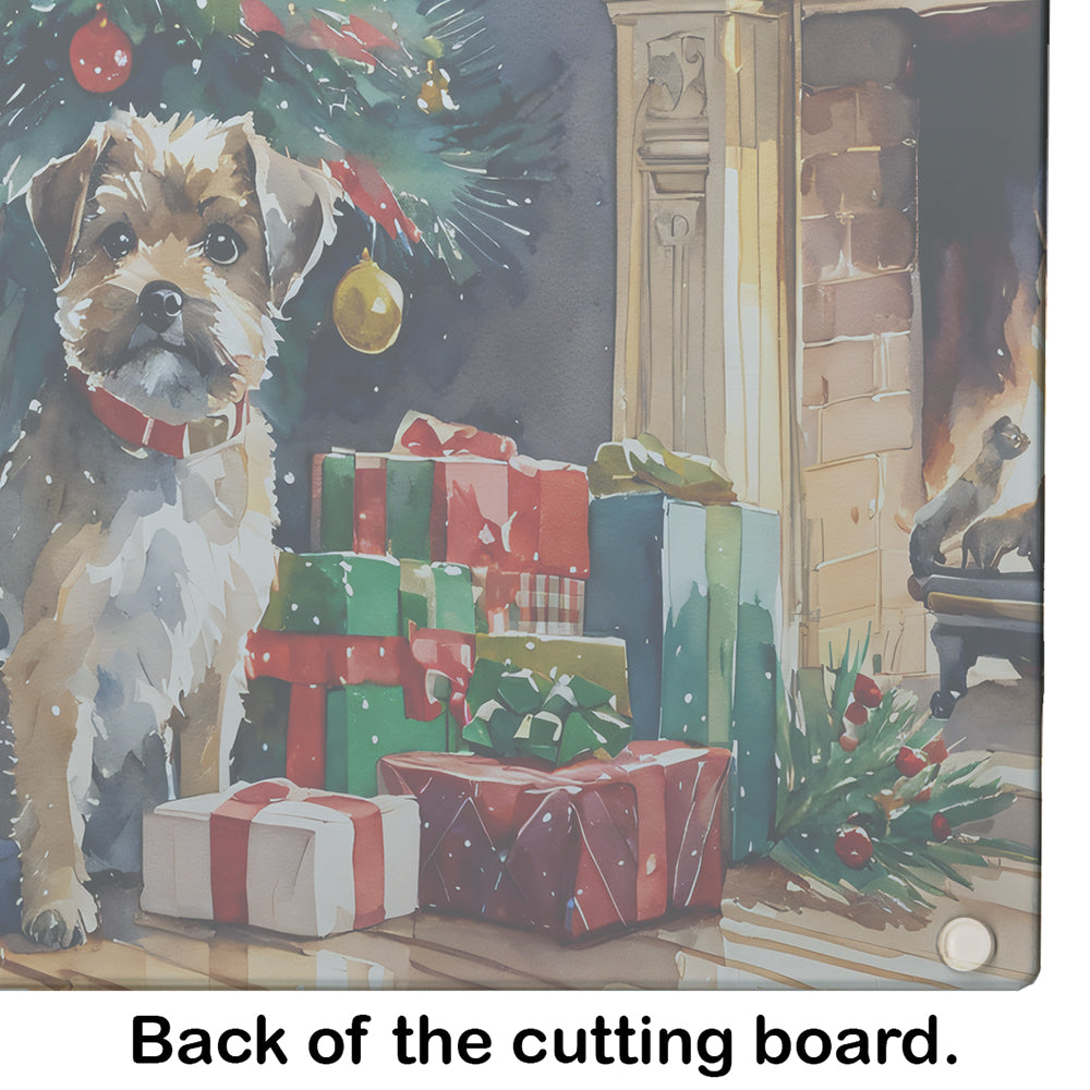 Border Terrier Cozy Christmas Glass Cutting Board