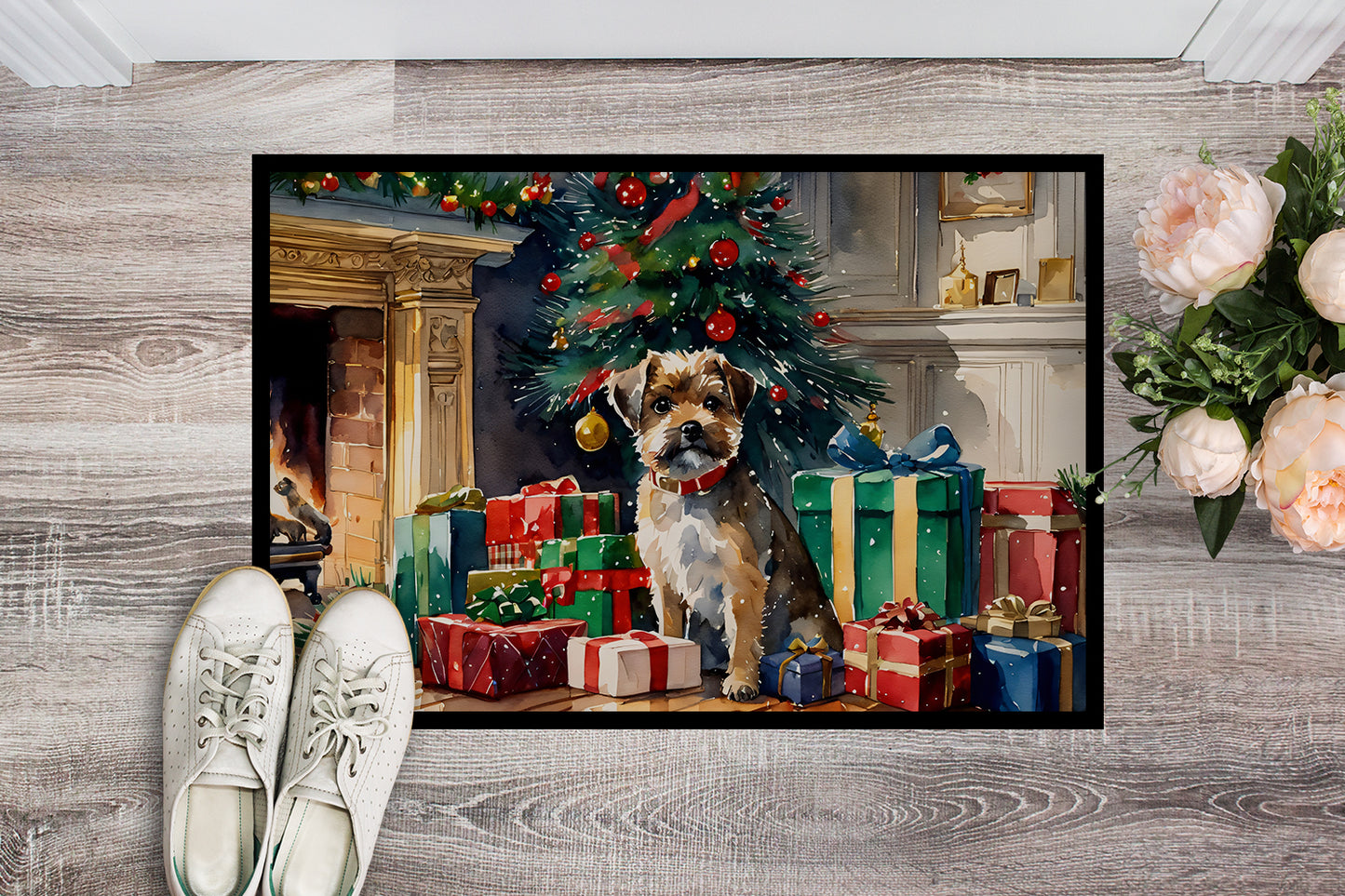 Border Terrier Cozy Christmas Doormat