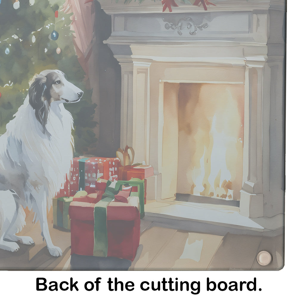 Borzoi Cozy Christmas Glass Cutting Board