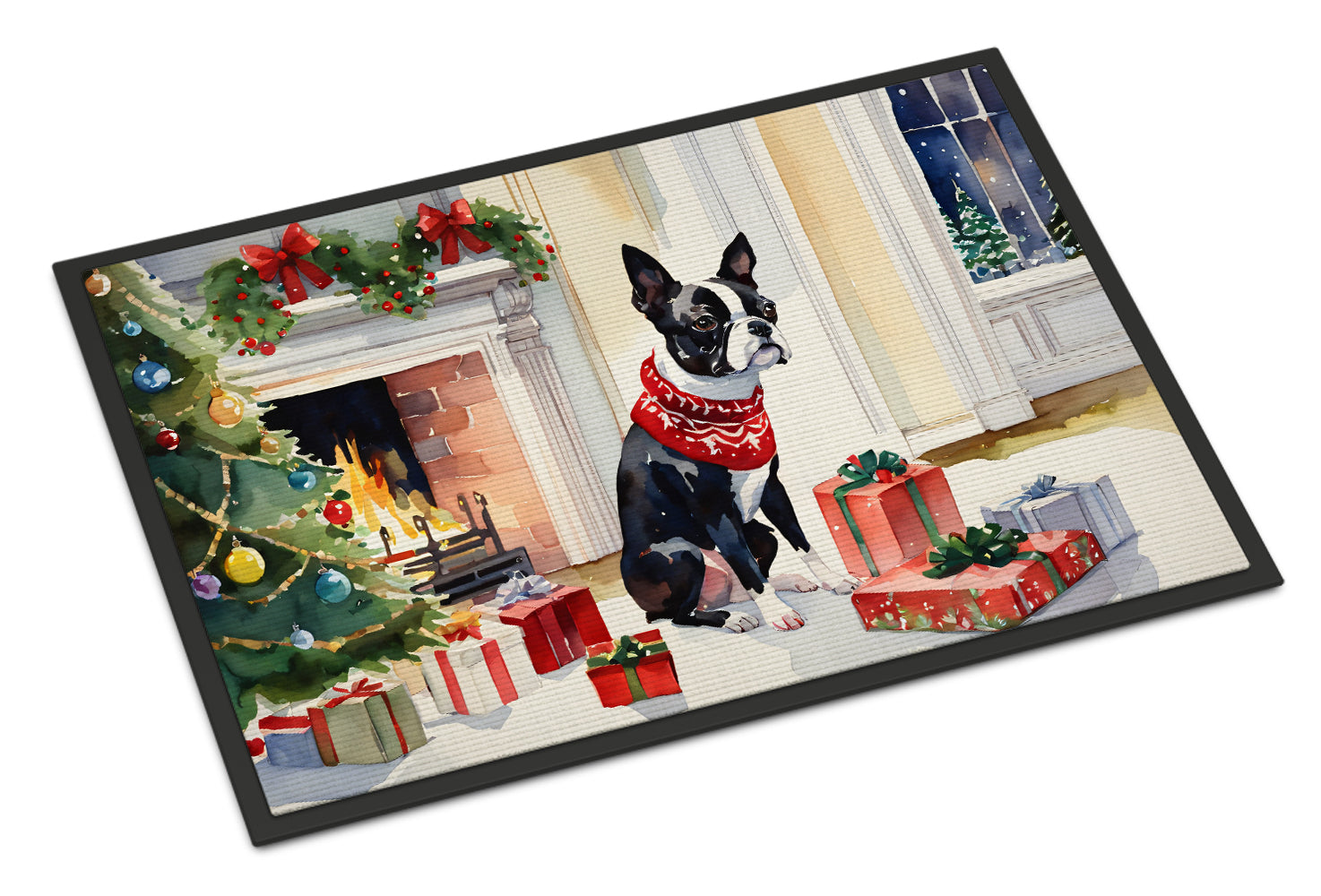 Buy this Boston Terrier Cozy Christmas Doormat