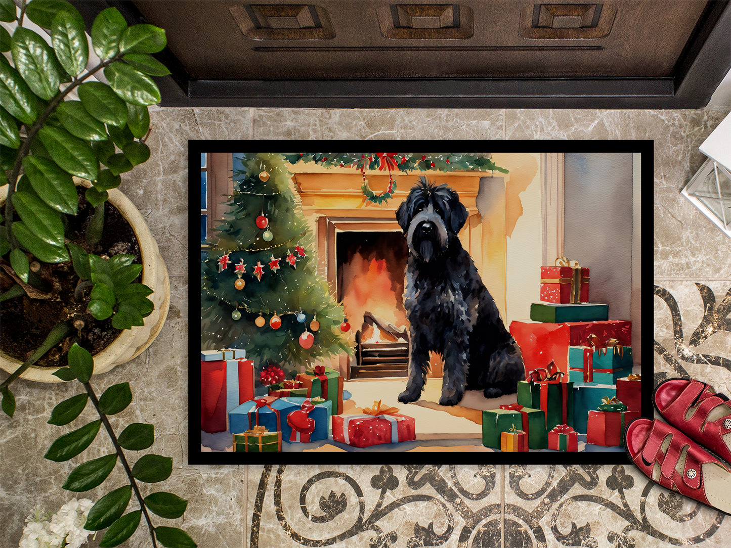 Bouvier des Flandres Cozy Christmas Doormat