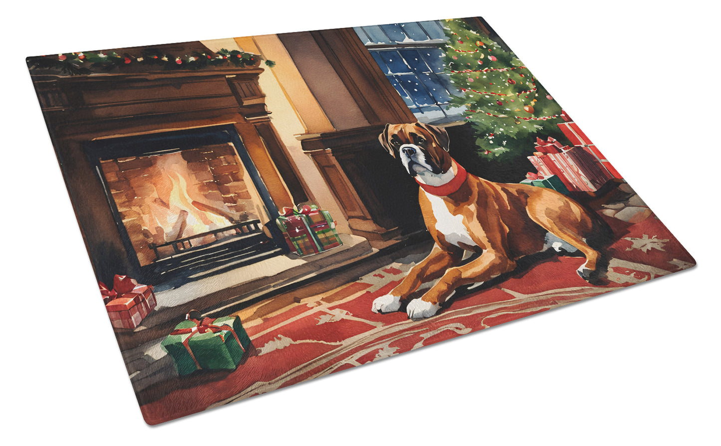 Buy this Boxer Cozy Christmas Glass Cutting Board