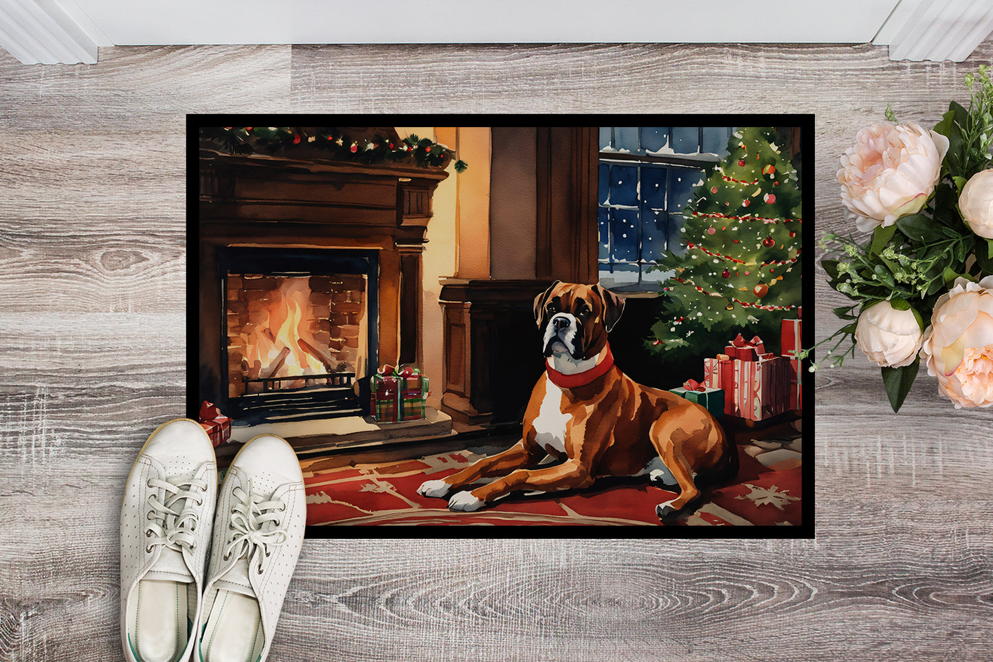 Boxer Cozy Christmas Doormat