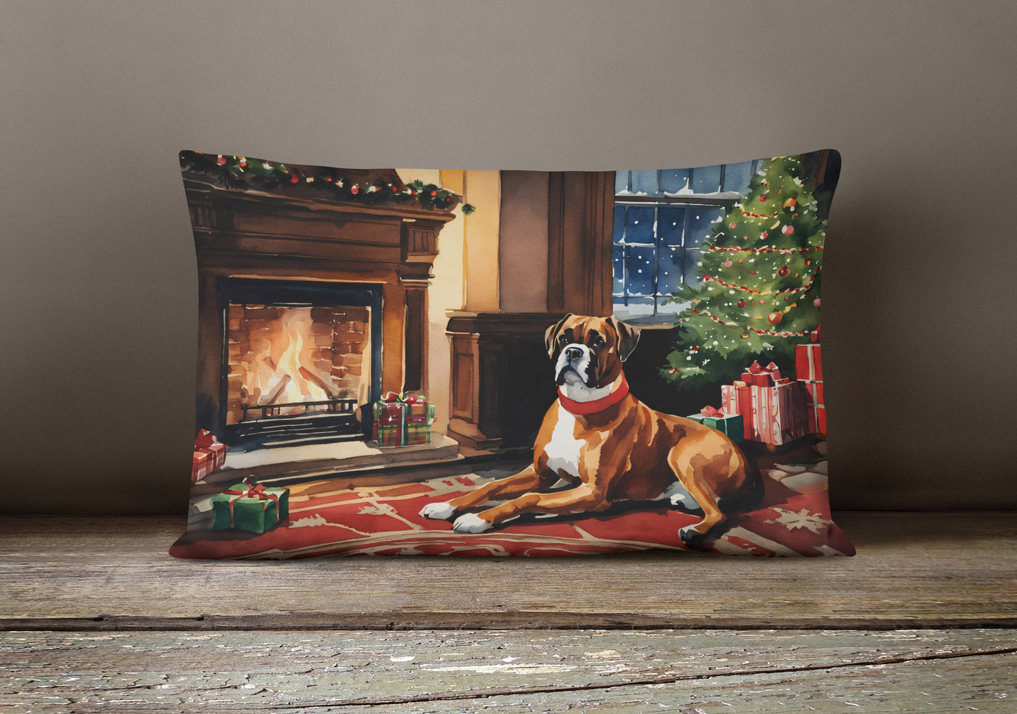 Boxer Cozy Christmas Throw Pillow