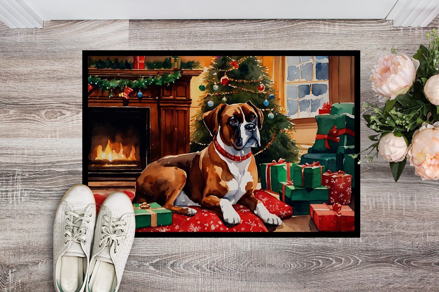 Boxer Cozy Christmas Doormat