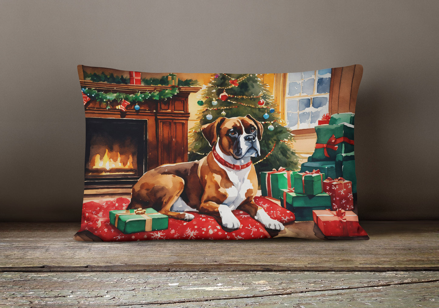 Boxer Cozy Christmas Throw Pillow