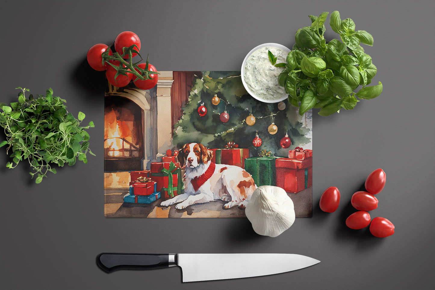 Brittany Cozy Christmas Glass Cutting Board