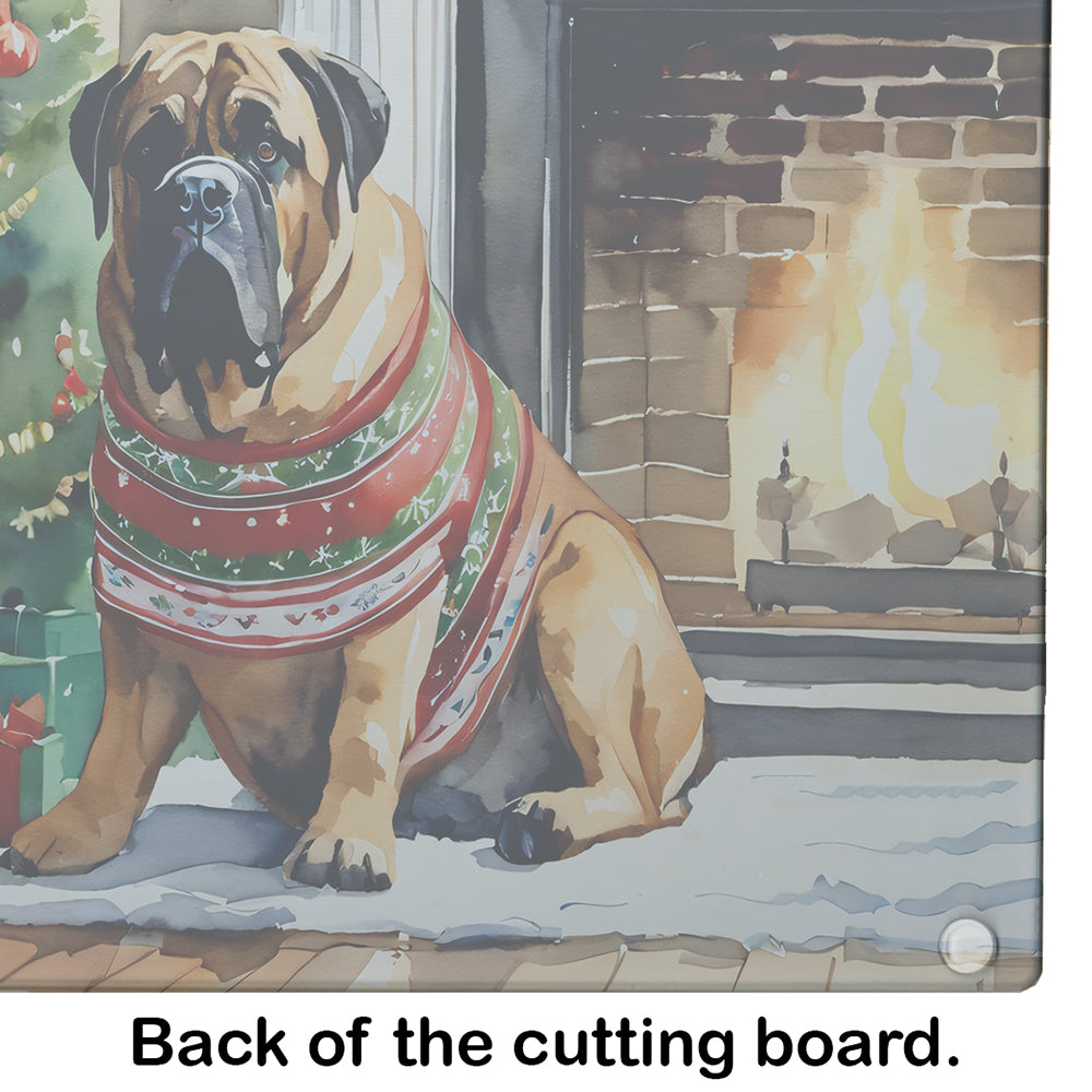 Bullmastiff Cozy Christmas Glass Cutting Board