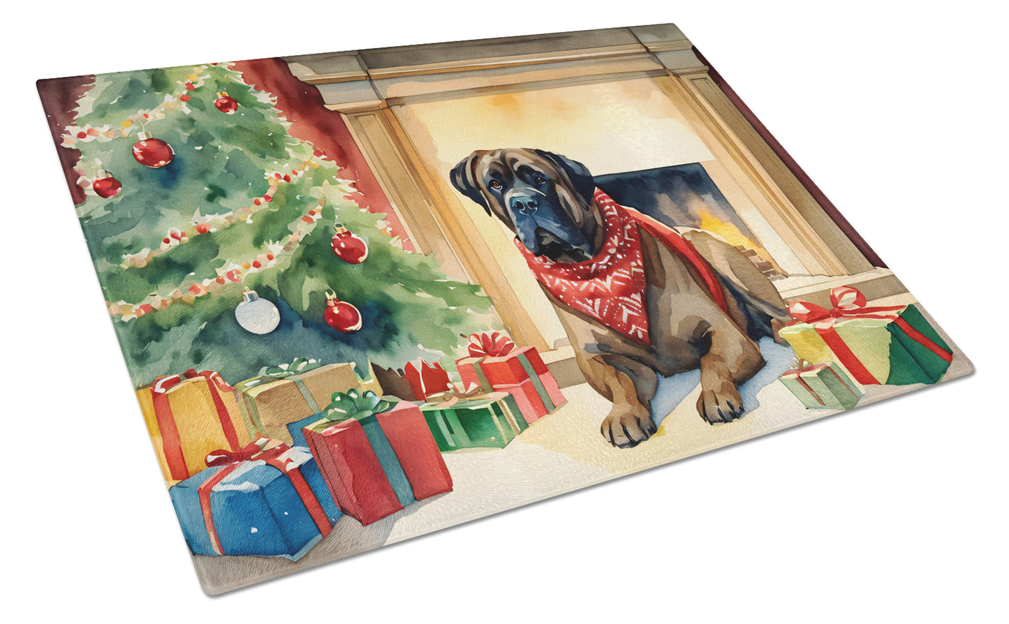 Buy this Bullmastiff Cozy Christmas Glass Cutting Board