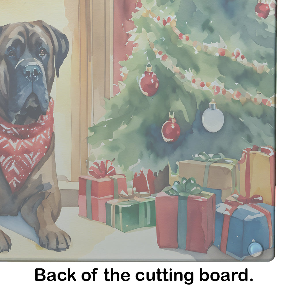 Bullmastiff Cozy Christmas Glass Cutting Board