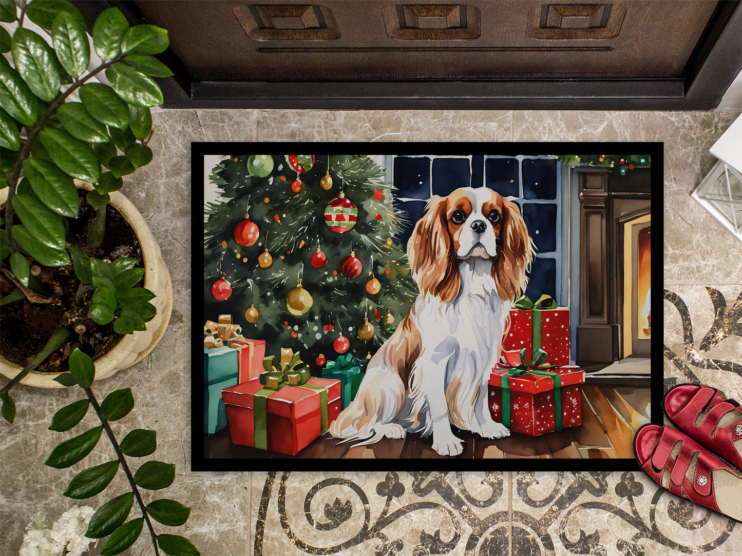 Cavalier Spaniel Cozy Christmas Doormat