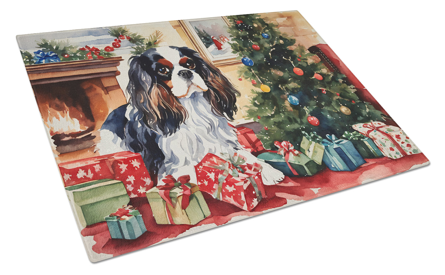 Buy this Cavalier Spaniel Cozy Christmas Glass Cutting Board