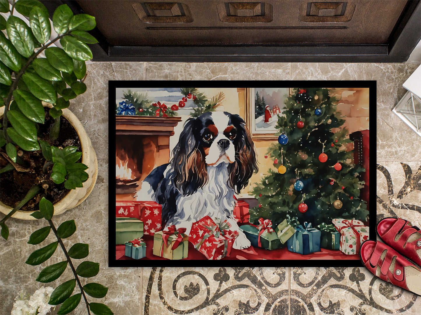 Cavalier Spaniel Cozy Christmas Doormat