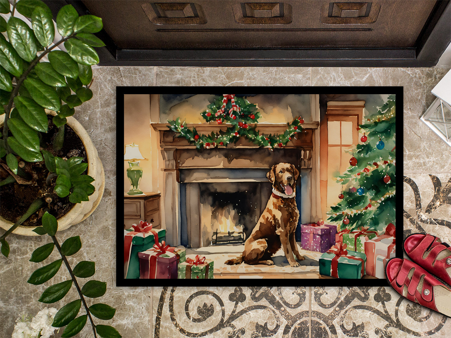 Chesapeake Bay Retriever Cozy Christmas Doormat