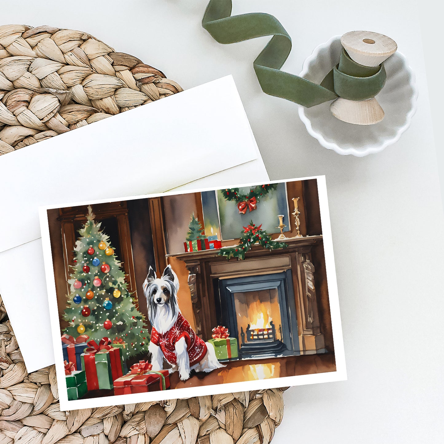 Chinese Crested Cozy Christmas Greeting Cards Pack of 8