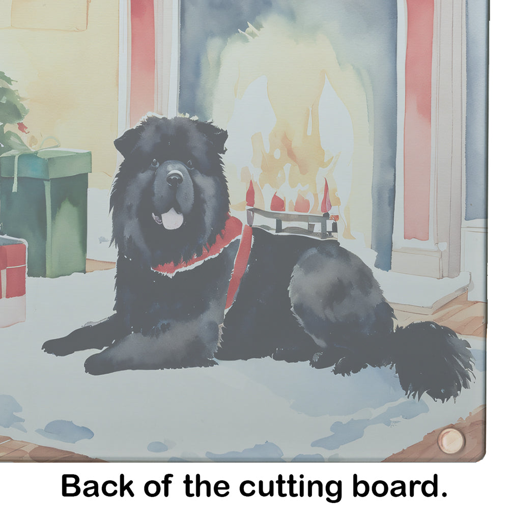 Chow Chow Cozy Christmas Glass Cutting Board