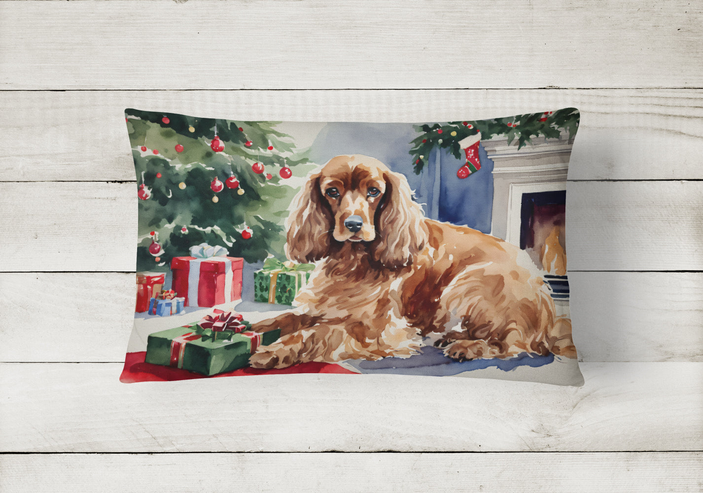 Cocker Spaniel Cozy Christmas Throw Pillow