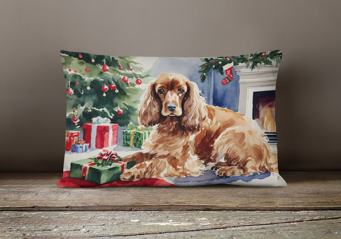 Cocker Spaniel Cozy Christmas Throw Pillow