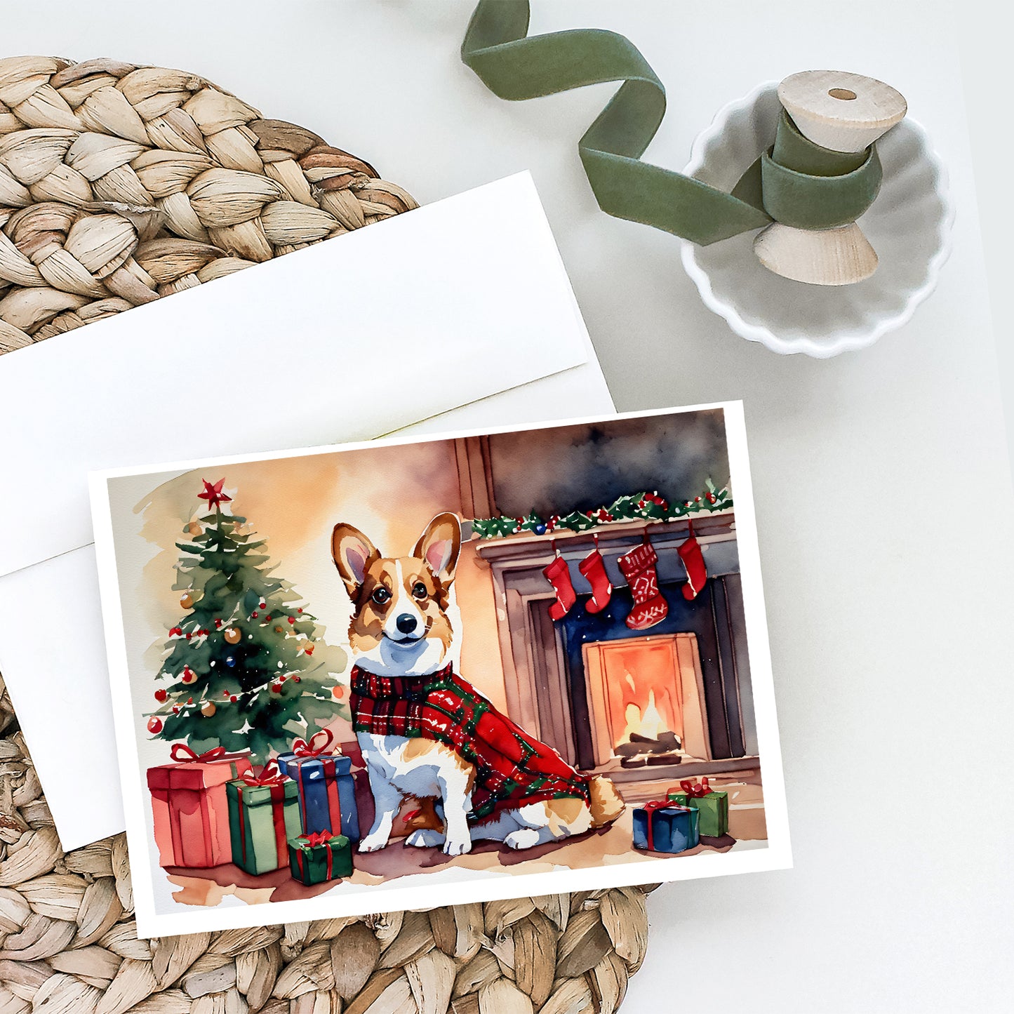 Corgi Cozy Christmas Greeting Cards Pack of 8