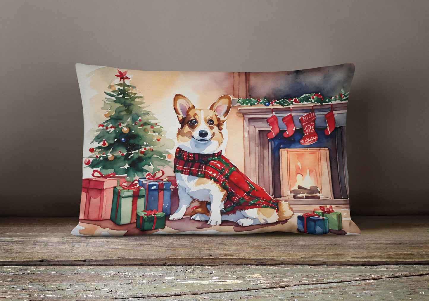 Corgi Cozy Christmas Throw Pillow