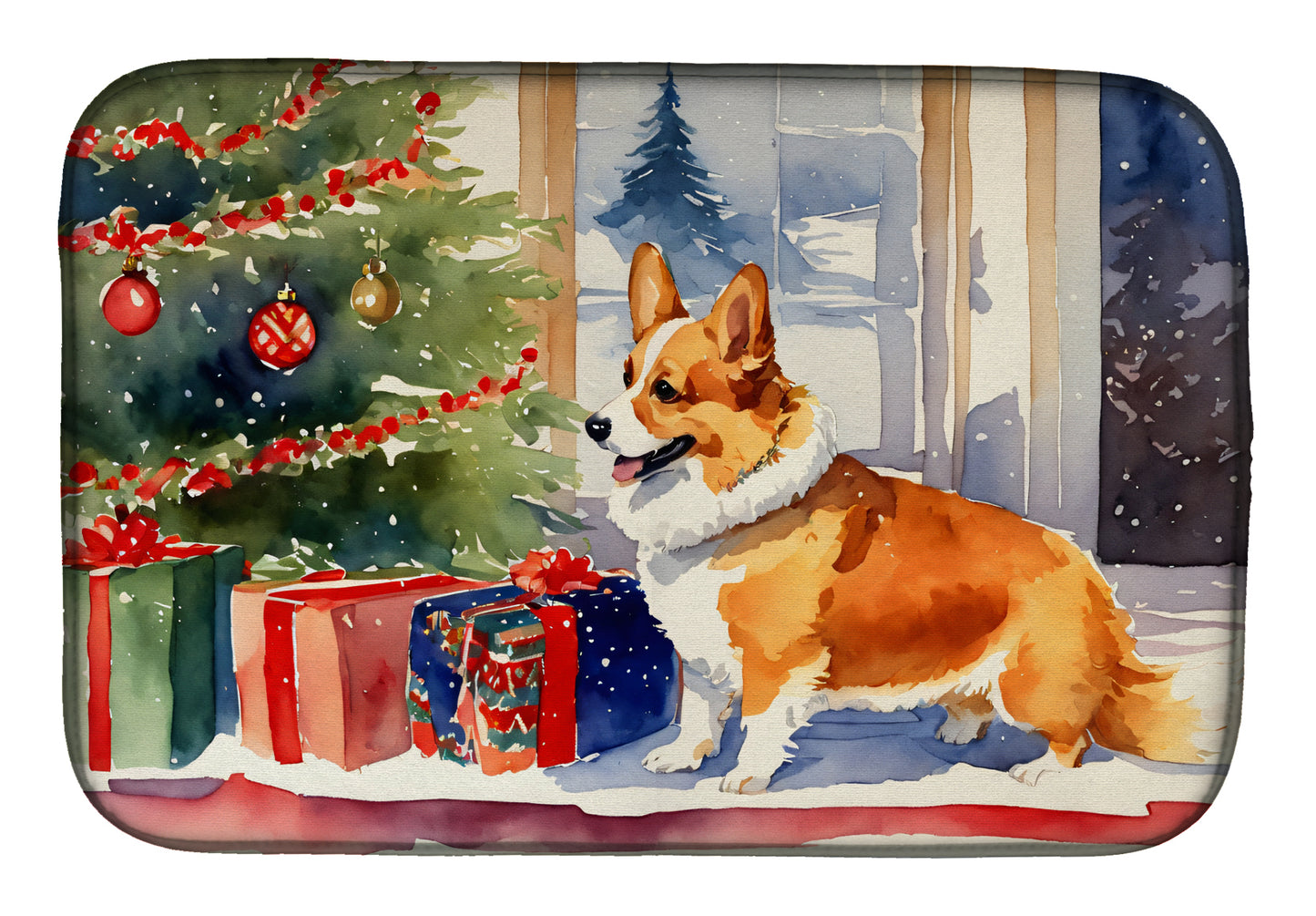 Buy this Corgi Cozy Christmas Dish Drying Mat