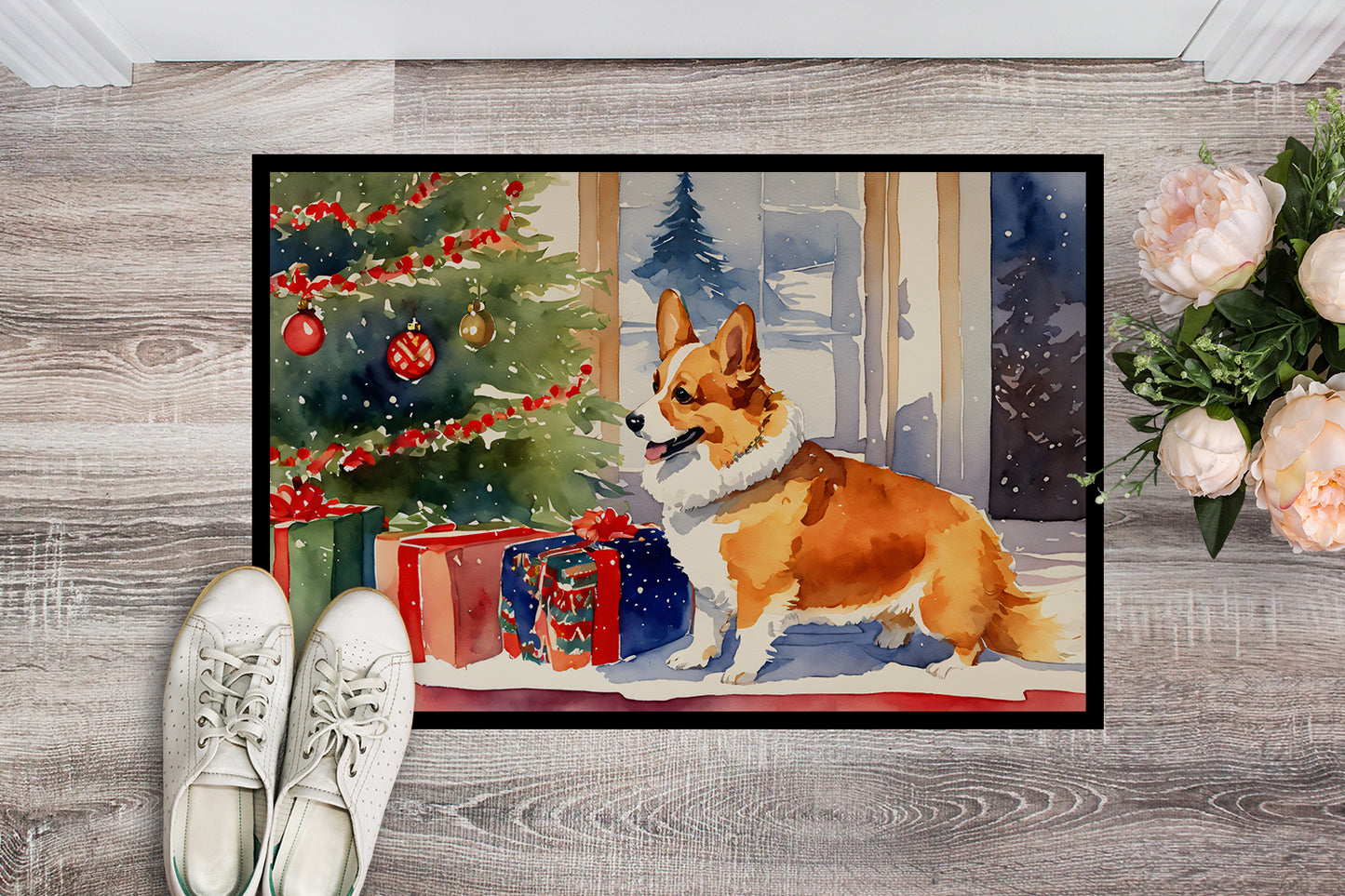 Corgi Cozy Christmas Doormat