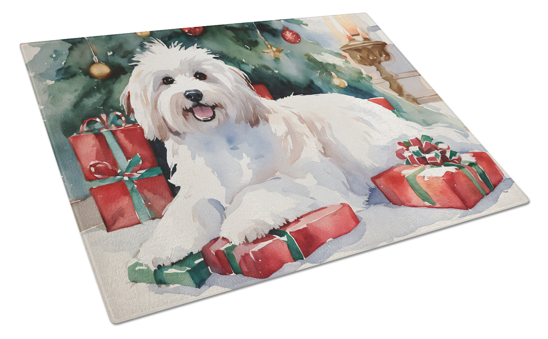 Buy this Coton De Tulear Cozy Christmas Glass Cutting Board