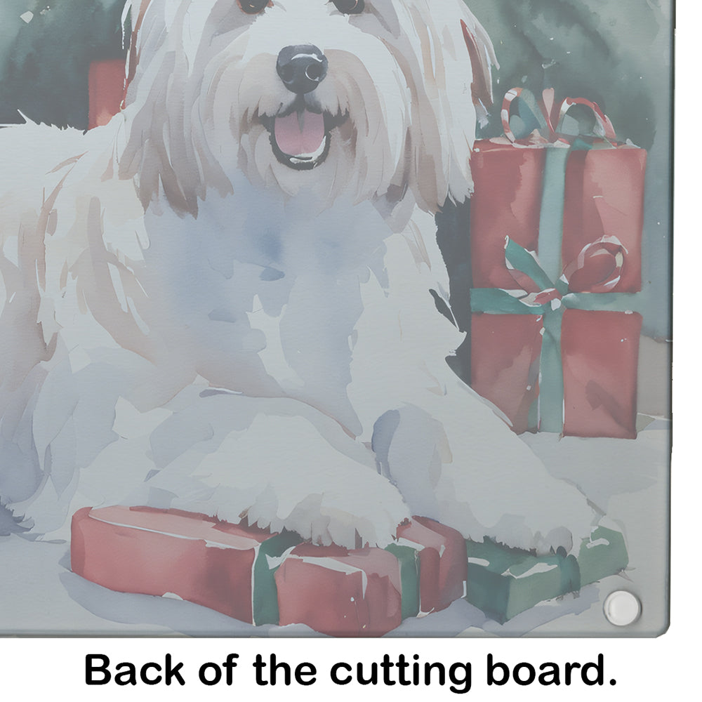 Coton De Tulear Cozy Christmas Glass Cutting Board