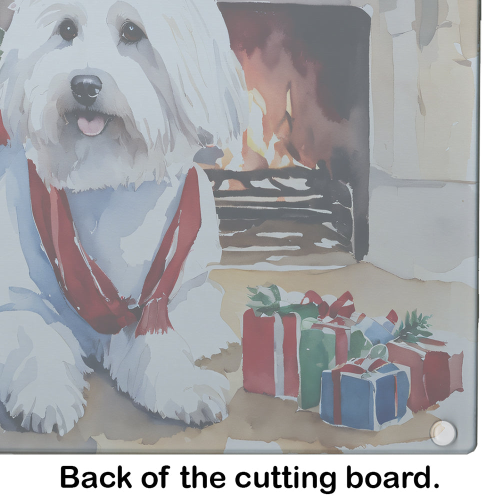 Coton De Tulear Cozy Christmas Glass Cutting Board