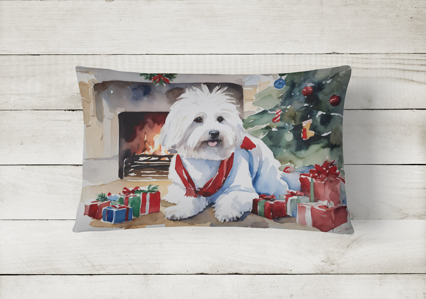 Coton De Tulear Cozy Christmas Throw Pillow