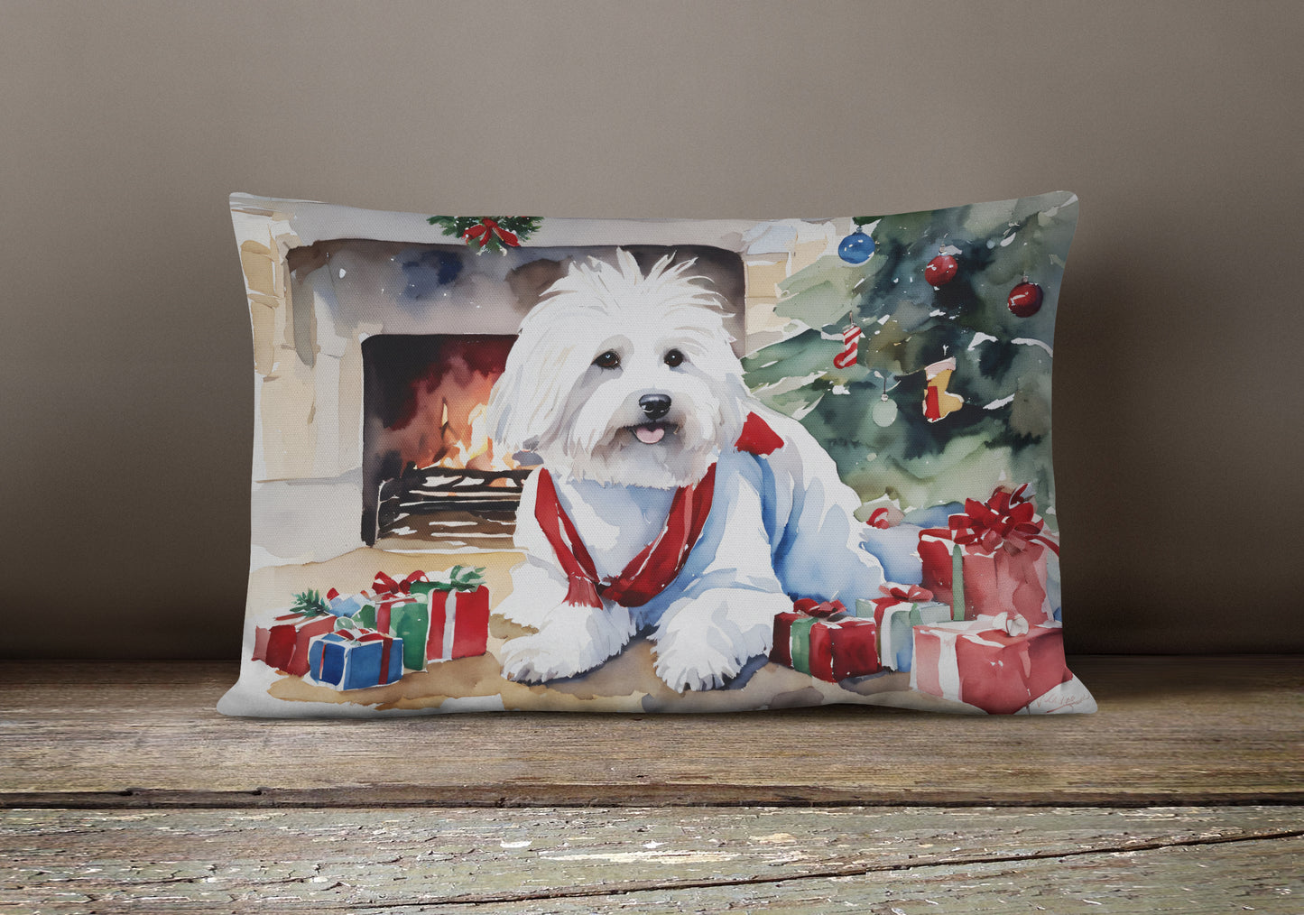 Coton De Tulear Cozy Christmas Throw Pillow