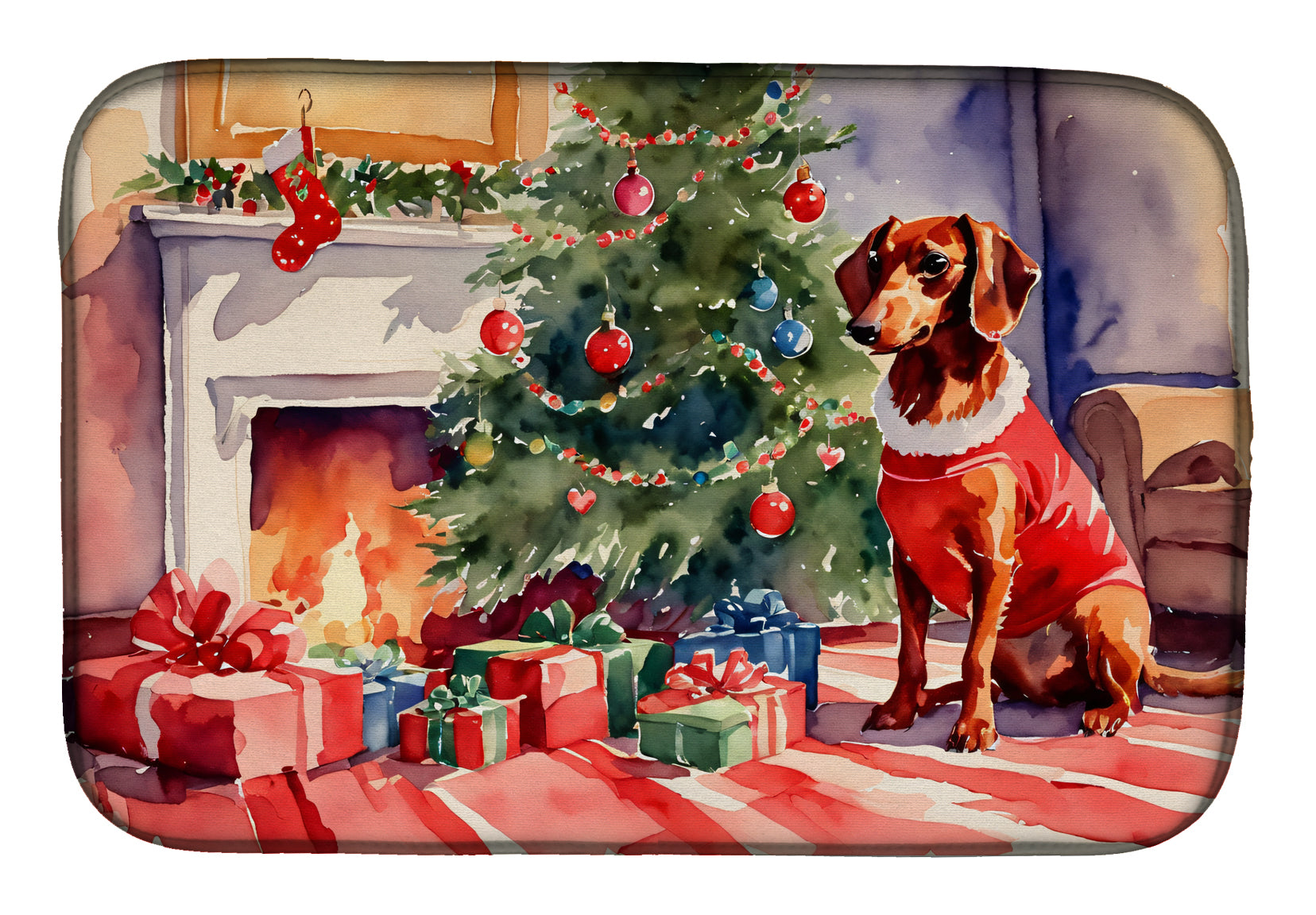 Buy this Dachshund Cozy Christmas Dish Drying Mat