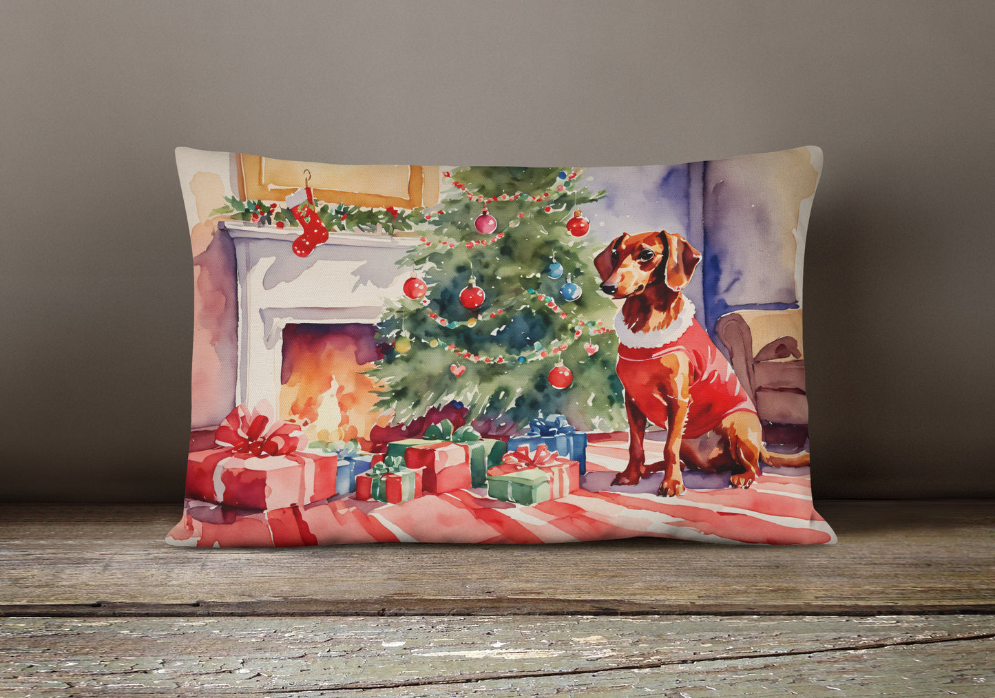 Dachshund Cozy Christmas Throw Pillow