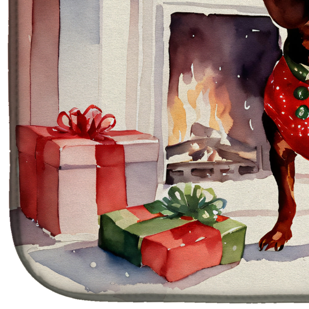 Dachshund Cozy Christmas Dish Drying Mat