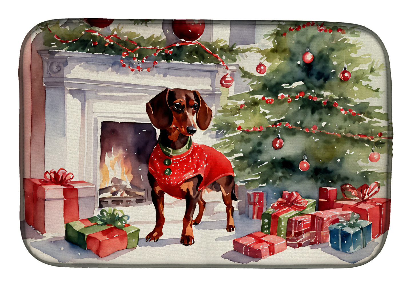 Buy this Dachshund Cozy Christmas Dish Drying Mat