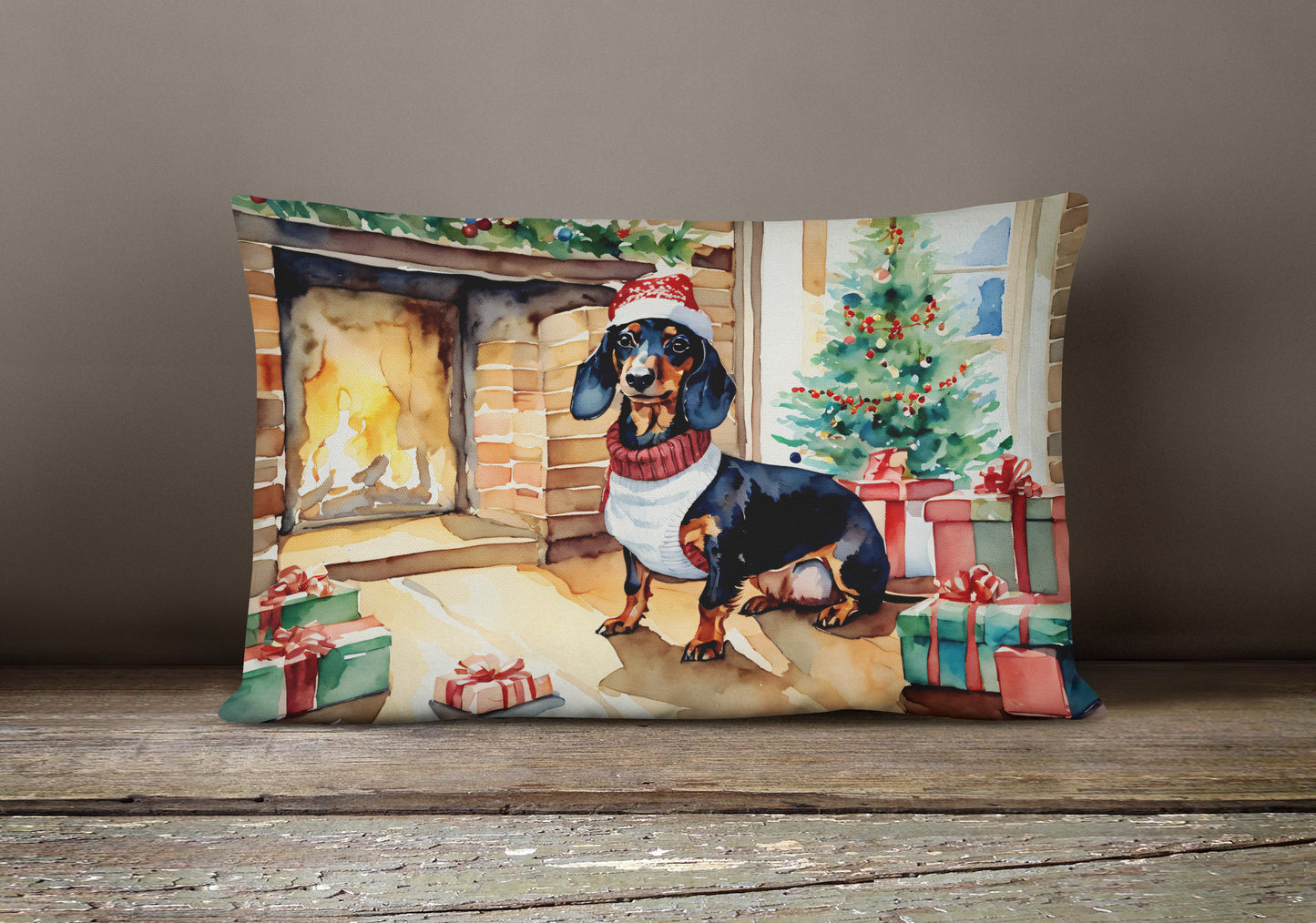 Dachshund Cozy Christmas Throw Pillow