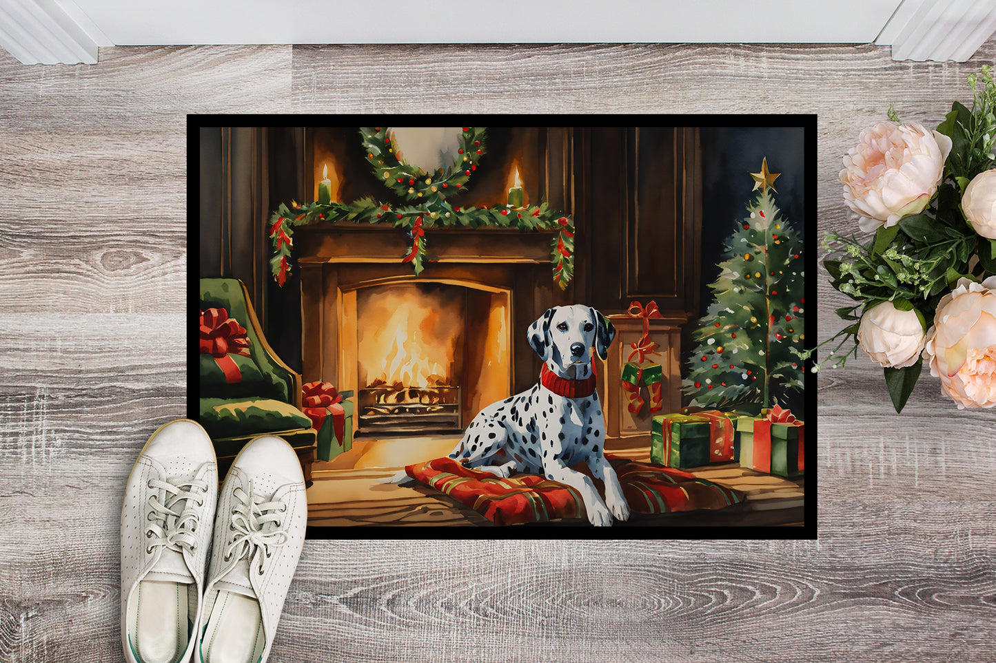 Dalmatian Cozy Christmas Doormat