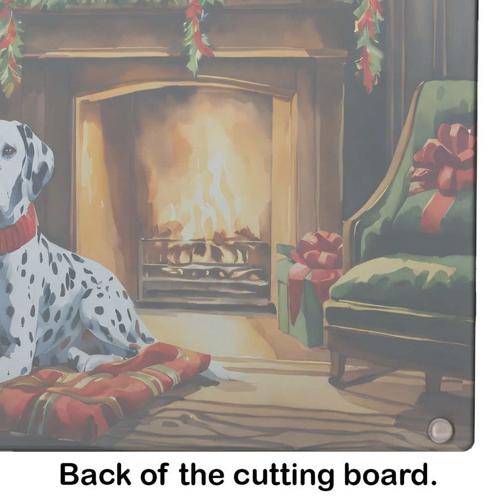 Dalmatian Cozy Christmas Glass Cutting Board